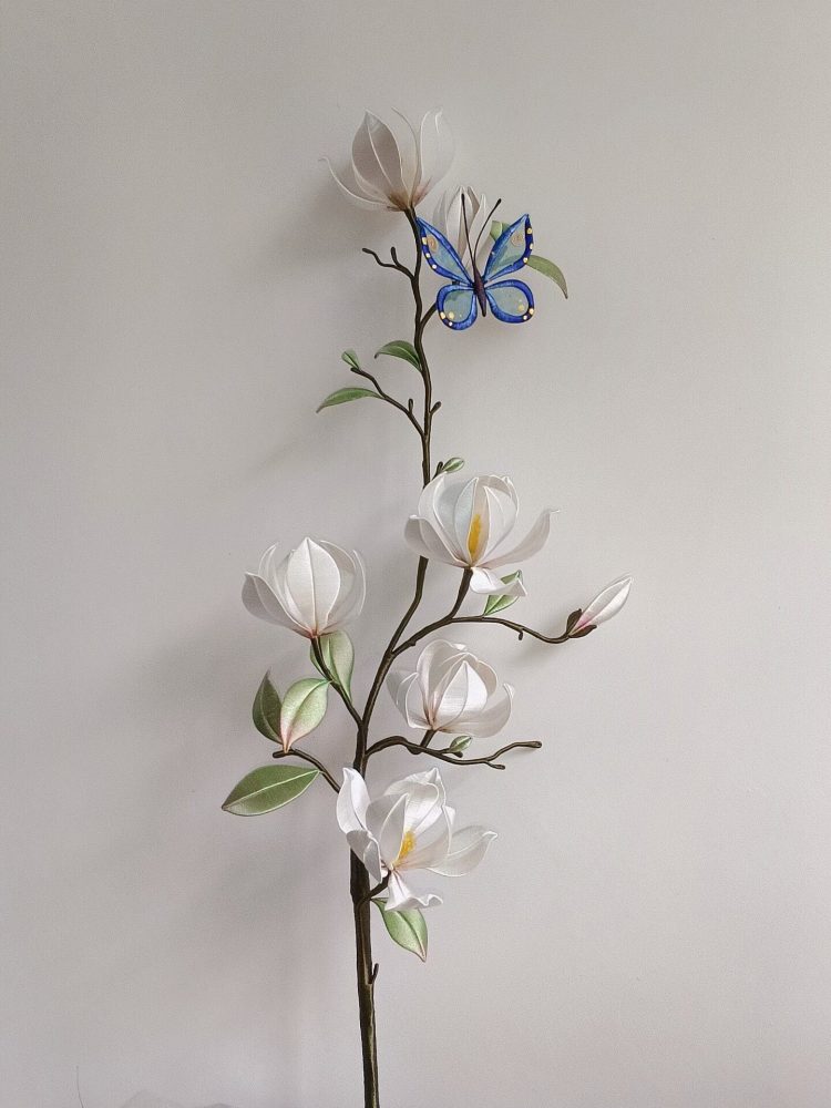 Handmade Thread-Wrapped Magnolia Branch - Luxury Chanhua Floral Home Decor – Image 2