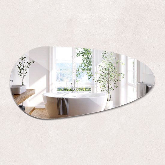 Miroir mural ArtPrintCave - Miroir de forme organique - 35x70 cm - Miroir de chambre - Miroir de salle de bain - Couloir - Dressing - Miroir de forme organique - Miroir mural moderne - Miroir organique