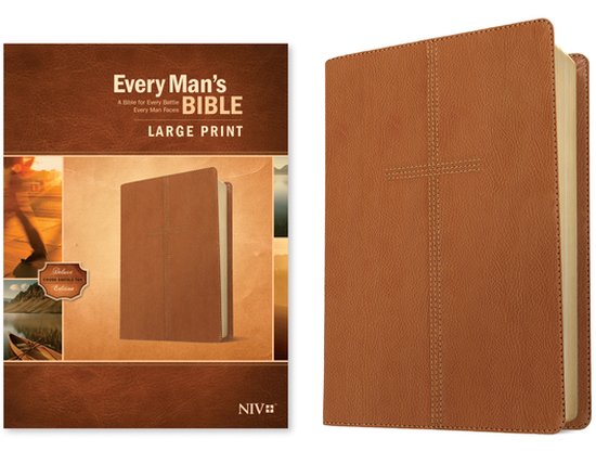 NIV Every Man's Bible, Large Print, Cross Saddle Tan Every Man's Bible Niv, Leatherlike, Cross Saddle Tan