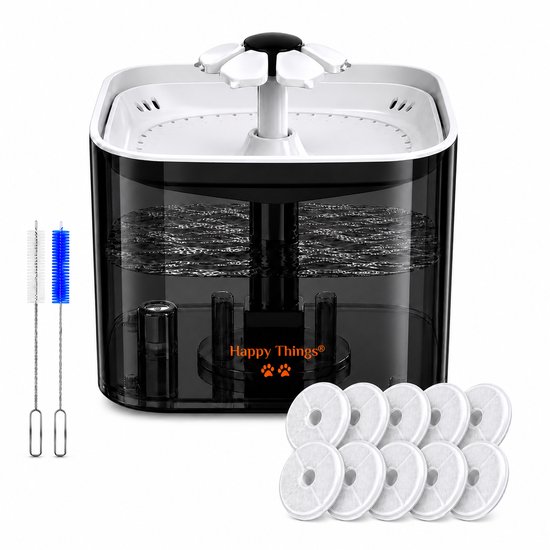 Happy Things Filtres pour Fontaine pour 3L avec Vitamine C – Set de Recharge : 6 Pièces – Pour Chats et Chiens – Filtres Ronds de Charbon