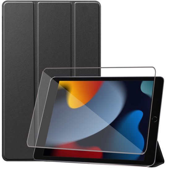 iPad 10.2 Cover Smart Cover Noir + Verre protecteur d'écran iPad 2021