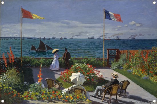 Jardin à Sainte-Adresse - Affiche Claude Monet - Affiche jardin de mer - Affiche jardin Paysage - Décoration extérieure - Toile de clôture - Décoration Jardin décoration murale affiche jardin 120x80 cm