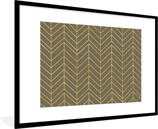 Motif Luxe de lignes or clair sur fond vert foncé 90x60 cm
