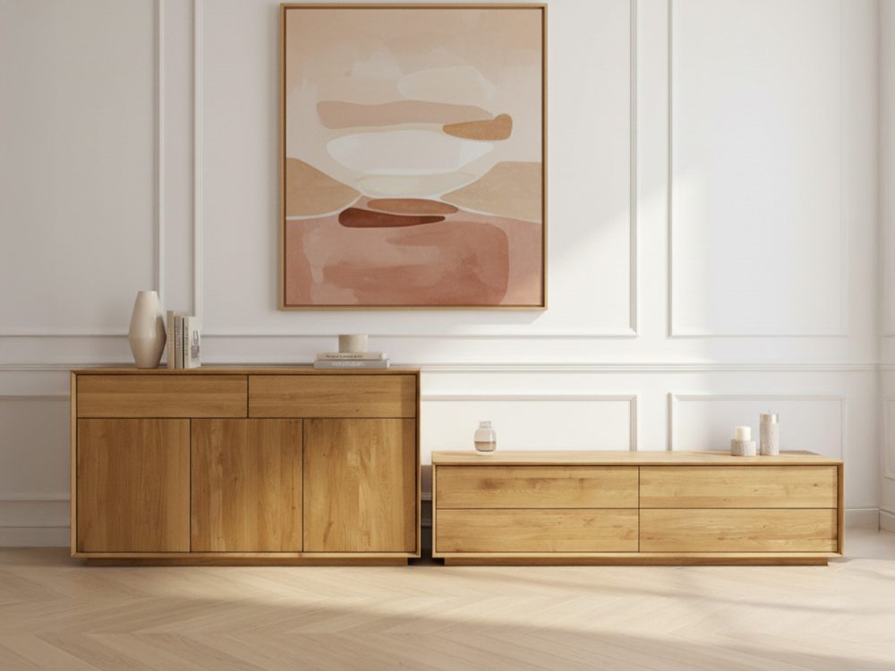 Ensemble VICTORIA avec buffet 164 cm et meuble TV 218 cm chene massif – Image 3