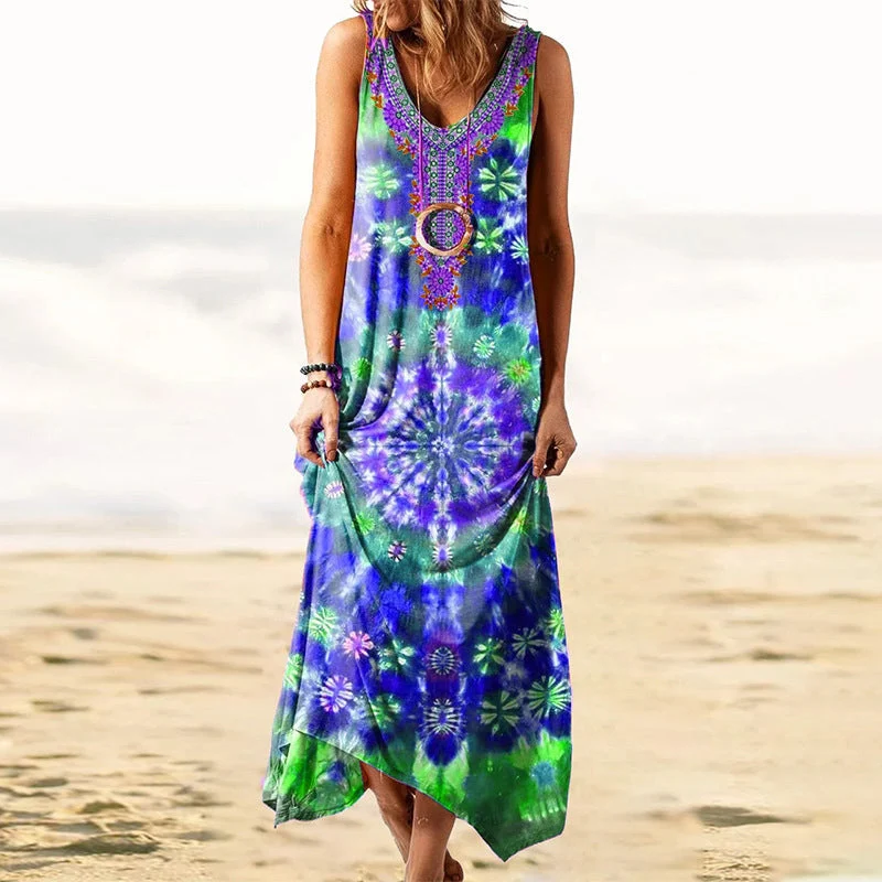 Robe sans manches ample à imprimé tie-dye pour femmes – Image 3