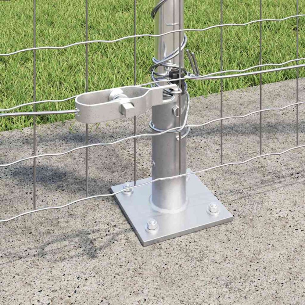 Fence Post with Concrete Base 52 pcs Silver Powder-Coated Steel – Image 3