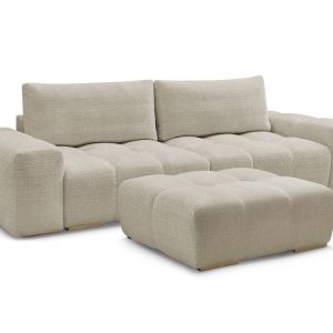 Canape droit fixe 3 places ANAKIN tissu texture avec pouf Canape droit fixe 3 places ANAKIN tissu texture avec pouf