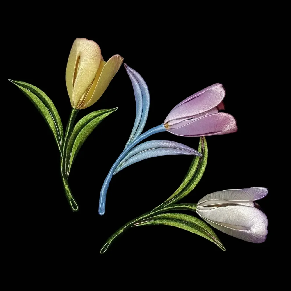 Handmade Thread-Wrapped Tulip Brooch - Elegant Chanhua Floral Jewelry