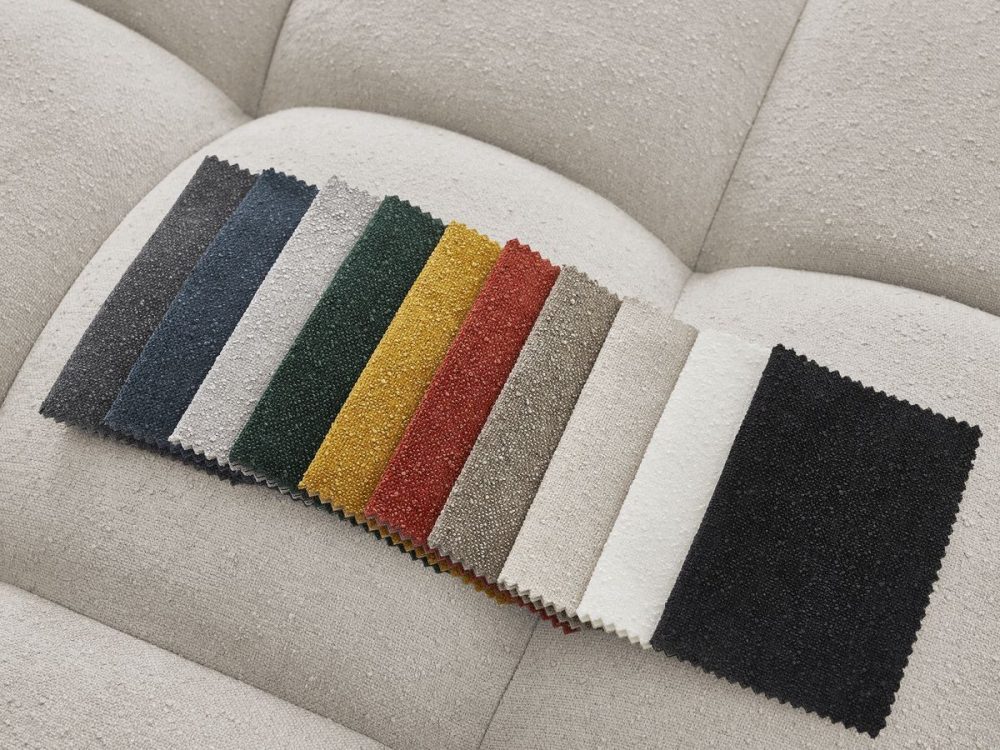 Canape droit fixe 3 places EVEREST tissu texture avec pouf – Image 3