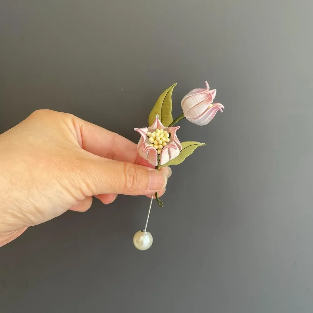 Lily Of The Valley Handmade Brooch - Silk Brooch(Chanhua) – Image 2
