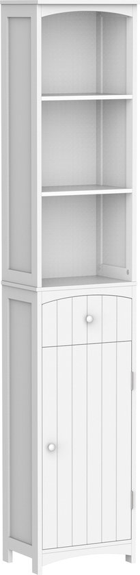 HOMCOM Meuble de salle de bain meuble de salle de bain meuble haut étagère de salle de bain meuble de salle de bain blanc 34x24x170 cm 834-077