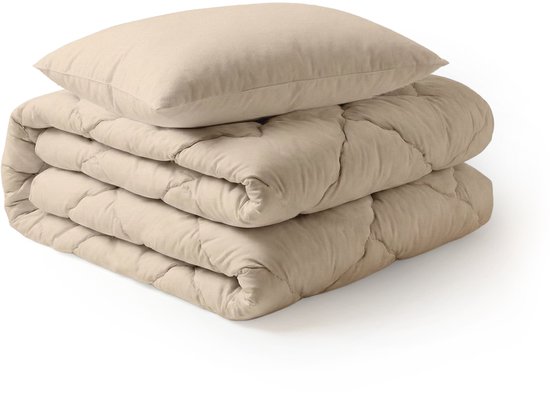 LILLA24 Dekbed zonder overtrek - Incl 1 kussensloop - 140x200 cm - Wasbaar dekbed - All year hoesloos dekbed - Taupe