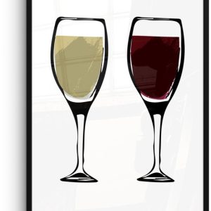 Illustration de verres à vin avec vin rouge et blanc 80×120 cm Illustration de verres à vin avec vin rouge et blanc 80×120 cm
