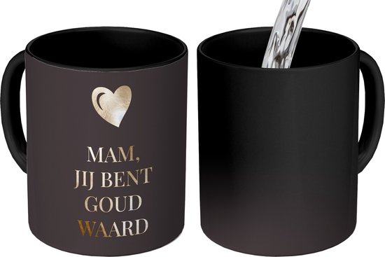 Mug Magique - Photo sur Mug Chaleur - Mug Fête des Mères - Mam. vous valez de l'or - 350 ML - Cadeau Sinterklaas - Cadeaux de Noël - Cadeaux de chaussures - Cadeaux à distribuer