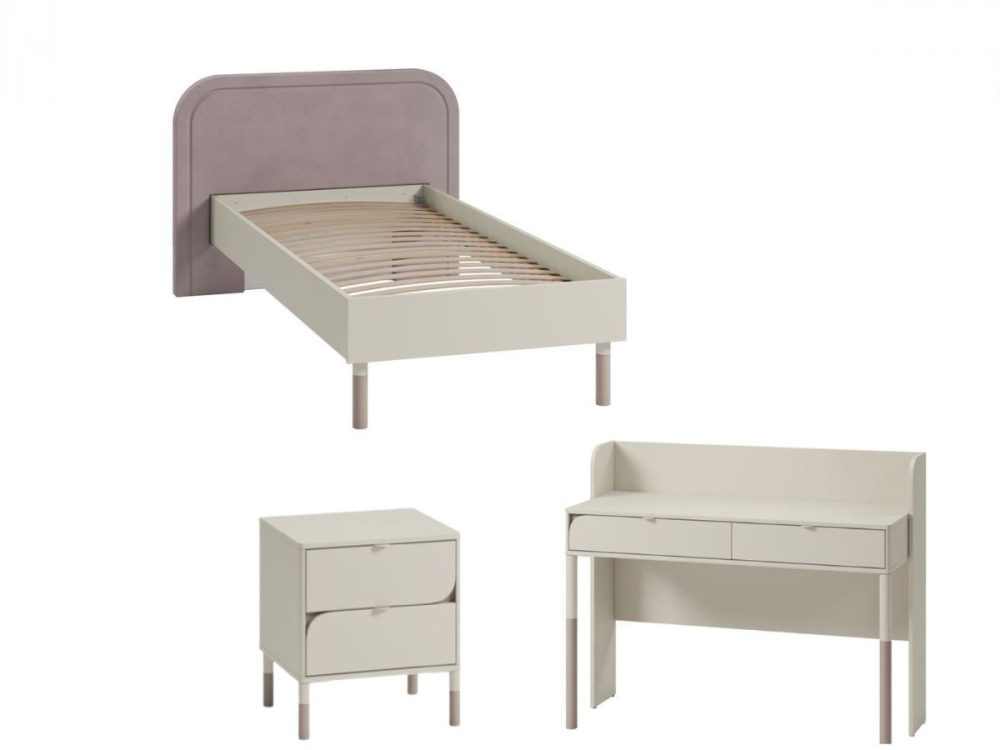 Ensemble lit enfant BOREO avec bureau 2 tiroirs + chevet – Image 2