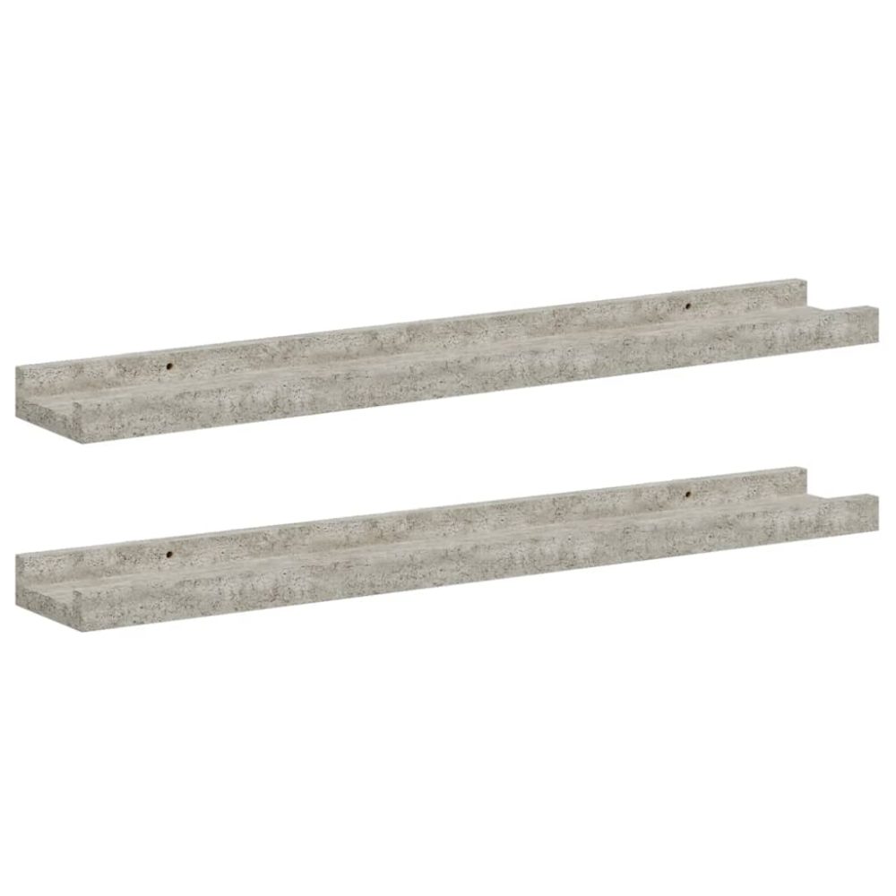 Wall Shelves 2 pcs Concrete Grey 60x9x3 cm – Image 2