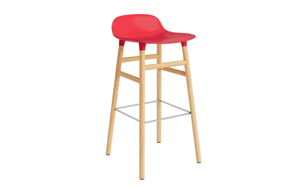 Form Barstuhl 75 cm Leuchtendes Rot/Eiche