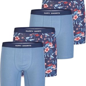 Happy Shorts Heren Boxershorts Met Lange Pijpen Boxer Briefs 4-Pack Hawaii Gebloemd/Blauw – Maat XL Happy Shorts Heren Boxershorts Met Lange Pijpen Boxer Briefs 4-Pack Hawaii Gebloemd/Blauw – Maat XL