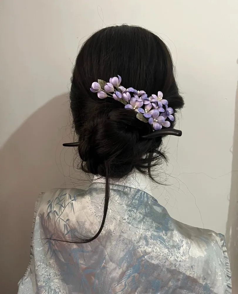Handcrafted Mulberry Silk Ronghua Lilac Flower Hairpin