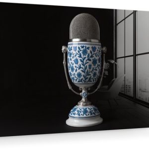 MuchoWow® Peinture sur verre 90×60 cm – Peinture sur verre acrylique – Microphone – Bleu de Delft – Musique – Photo sur verre – Décoration murale salon – Décoration murale chambre – Peintures MuchoWow® Peinture sur verre 90×60 cm – Peinture sur verre acrylique – Microphone – Bleu de Delft – Musique – Photo sur verre – Décoration murale salon – Décoration murale chambre – Peintures