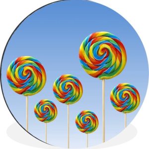 Groupe de sucettes colorées Cercle mural aluminium
