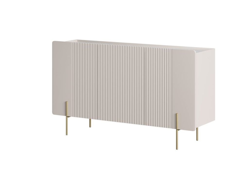 Ensemble MATHILDE avec buffet 150 cm + meuble TV 150 cm + table basse 100 cm plateau effet marbre et pieds or – Image 3