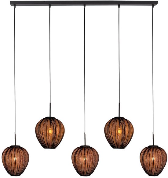 Mexlite - Suspension - HaloSwap - Noir - Lin - Grande lampe de table à manger - E27 - 4287ZW