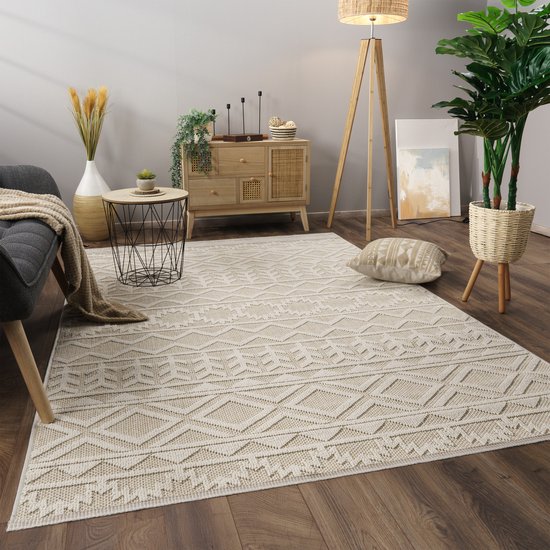 Paco Home Tapis Salon Poils Ras Motif Boho Franges Scandinaves 80×150 cm