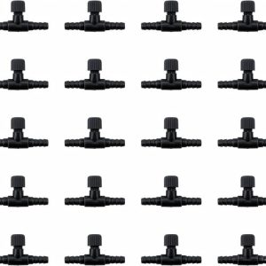 Lot de 20 régulateurs d&rsquo;air – Régulateurs d&rsquo;air pour aquarium – Régulateurs en forme de T – Régulateurs de débit – Réglables, faciles à installer – Plastique – 3,8×0,5×2,0 cm – Convient aux aquariums, pompes à air et tuyaux de 4 mm – Noir
