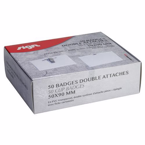 Lot de 50 badges à double attache