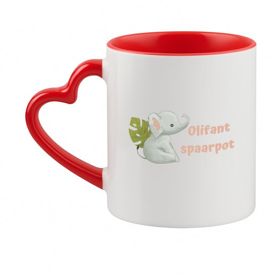 Hacebo® - Tasse à café éléphant avec oreille cœur rouge - Éléphant - amateurs d'animaux - tasse à thé - tasse à café - cadeau amusant pour quelqu'un qui aime les éléphants - cadeau d'anniversaire - cadeau - gift - tasse à café - 330 ML