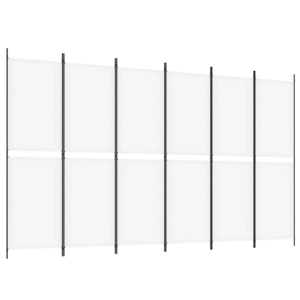 6-Panel Room Divider White 300x180 cm Fabric – Image 2