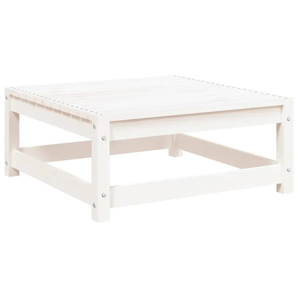 Garden Footstool | White | Solid pine wood | 70x70x30 cm | Modular – Image 2