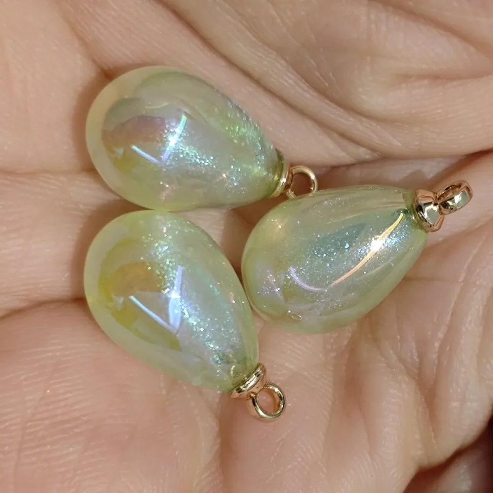 5 Pieces HB005 10x14mm Iridescent Galaxy Teardrop Charms – High-Quality ABS Pendants for DIY Jewelry, Ronghua & Chanhua Crafts – Image 3
