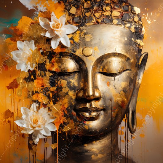 K&C Art (Peinture sur aluminium) 100x100cm | Bouddha avec fleurs de lotus – Bouddha – or – blanc – noir – vert – moderne – art | Séjour – chambre – hall – bureau | Tirage photo peinture sur dibond – décoration murale – décoration murale – art mural K&C Art (Peinture sur aluminium) 100x100cm | Bouddha avec fleurs de lotus – Bouddha – or – blanc – noir – vert – moderne – art | Séjour – chambre – hall – bureau | Tirage photo peinture sur dibond – décoration murale – décoration murale – art mural