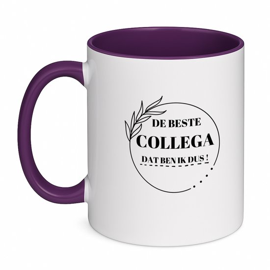Hacebo® - Tasse à café violette « Le/la meilleur(e) collègue, c'est moi » - Collègue - Meilleur(e) collègue - Mug - Tasse à café - Cher/Chère collègue - Cadeau d'adieu - Anniversaire - Cadeau - Remerciements - Mug à café - 350 ml