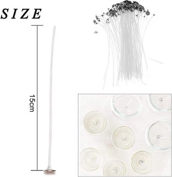 Jumada's - Mèches de bougie de 15 cm de long | 20 pièces | Fabriquez vos propres Bougies | Mèches cirées | décoration de bougie | Ne fume pas, ne sens pas | Mèche de bougie