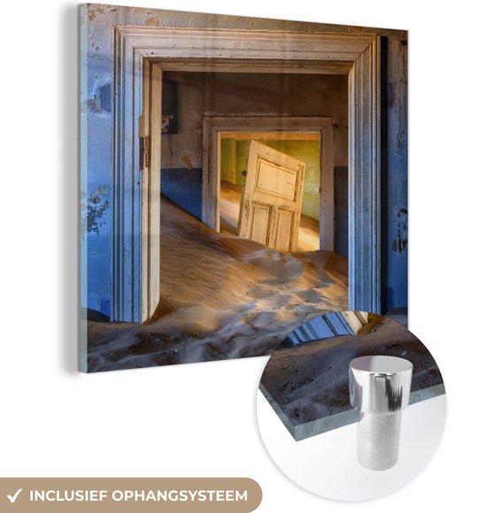 MuchoWow® Peinture sur verre 50x50 cm - Peinture sur verre acrylique - Architecture - Sable - Désert - Porte - Photo sur verre - Peintures