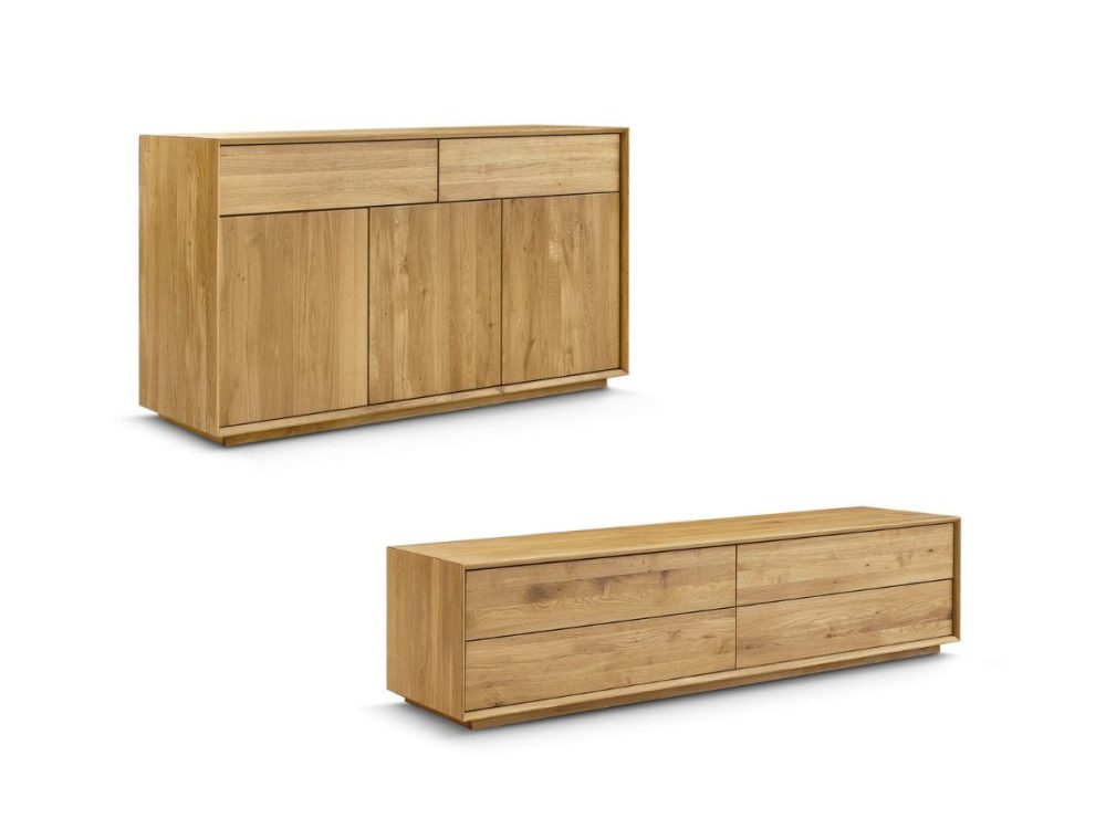 Ensemble VICTORIA avec buffet 164 cm et meuble TV 218 cm chene massif
