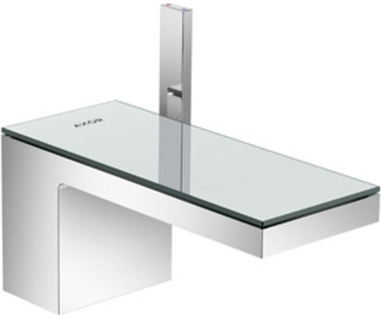 Mitigeur de lavabo, avec garniture de vidage Push-Open, chrome/verre noir