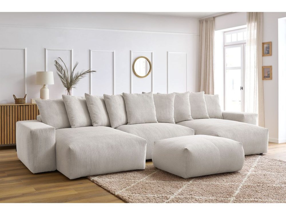 Canape panoramique convertible coffre VOLTAIRE avec pouf – Image 3