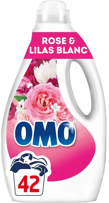 OMO Lessive Liquide Rose & Lilas Blanc – Nettoyage Puissant & Fraîcheur Florale – Détergent Liquide