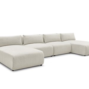 Canape panoramique fixe modulable avec tetieres JANA tissu chine avec 2 meridiennes et 2 chauffeuses Canape panoramique fixe modulable avec tetieres JANA tissu chine avec 2 meridiennes et 2 chauffeuses