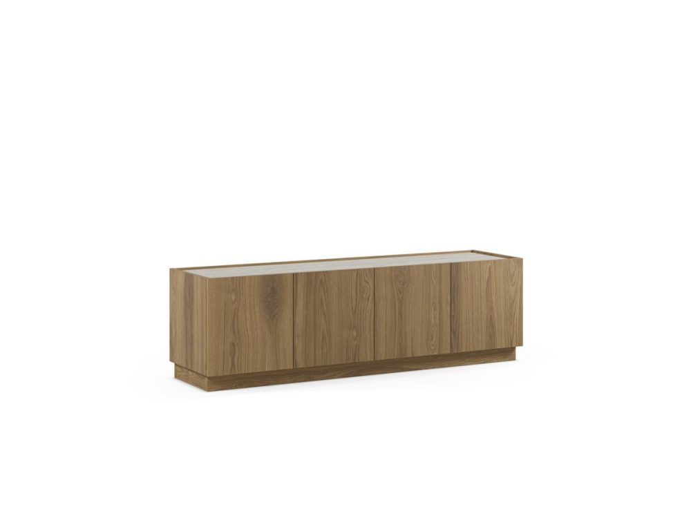 Meuble TV 4 portes 160 cm MARION effet chene et travertin
