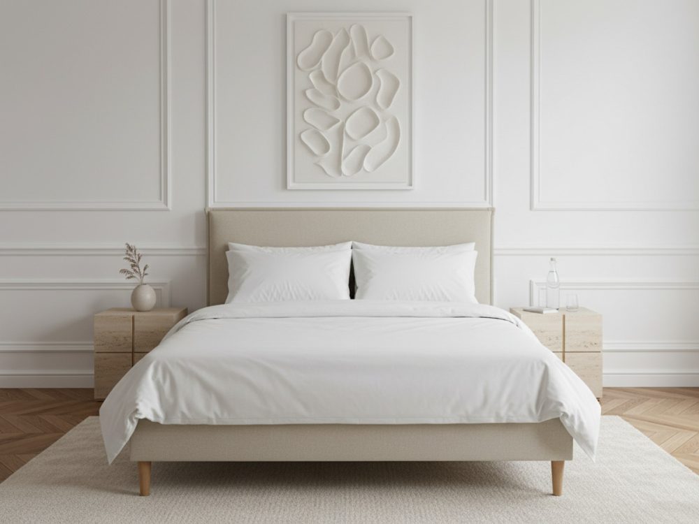 Lit SARY en 140 x 190 cm, matelas APOLLINE, couette chaude en 220 x 240 cm et deux oreillers RE-DREAM en 60 x 60 cm – Image 2