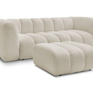 Canape droit fixe 3 places TALIA tissu bouclette avec pouf Canape droit fixe 3 places TALIA tissu bouclette avec pouf