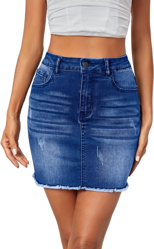 Jupe en jean Bovista - Rok - Jupe en jean pour femme - Denim - Robe en jean - Blauw - L