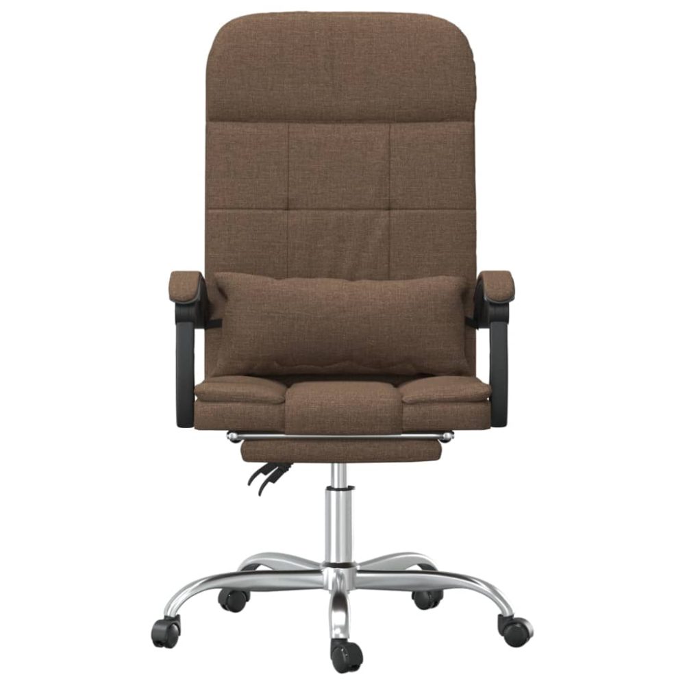 Massage Reclining Office Chair Brown Fabric – Image 3