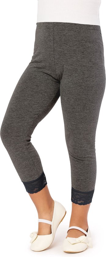 Merry Style MS-MS10-293-LE Meisjes Leggings - Sport - Vrijetijdsbroek - 3/4 Capri – Viscose - Sporbroek - Yogabroek - Donker Gemêleerd - 110