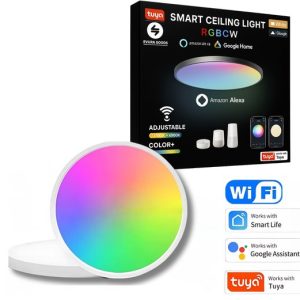 Evura Goods – Plafonnier intelligent – RVB et Wit chaud – 30 cm – Wit – Contrôlable par téléphone – Evura Goods – Plafonnier intelligent – RVB et Wit chaud – 30 cm – Wit – Contrôlable par téléphone –